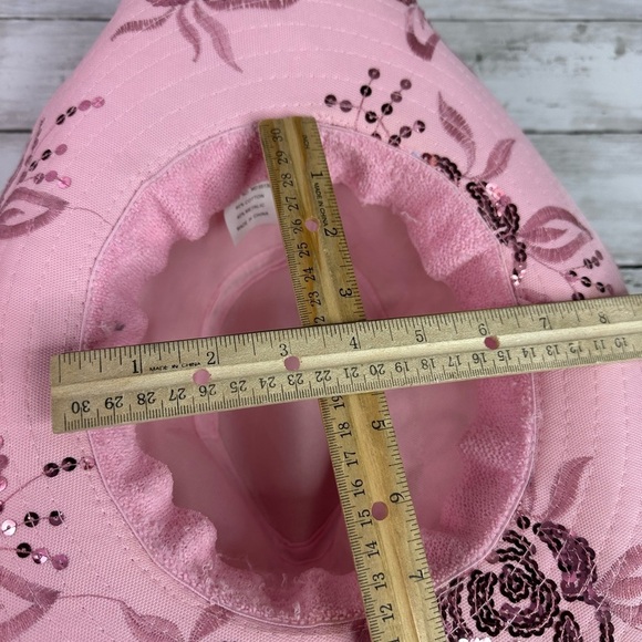 COWBOY HAT PINK women’s sequin glitter flowers bendable brim - Picture 4 of 4